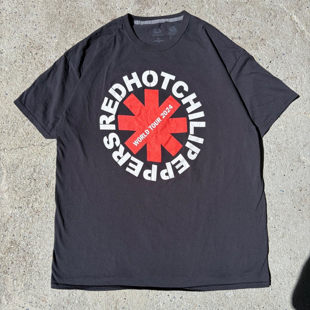 Red Hot Chili Peppers 2024 World Tour T-Shirt Black XL Fruit of the Loom Merch